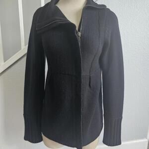 Kenneth Cole New York Sweater/Cardigan Black Long Sleeve Zip-Up Women's small